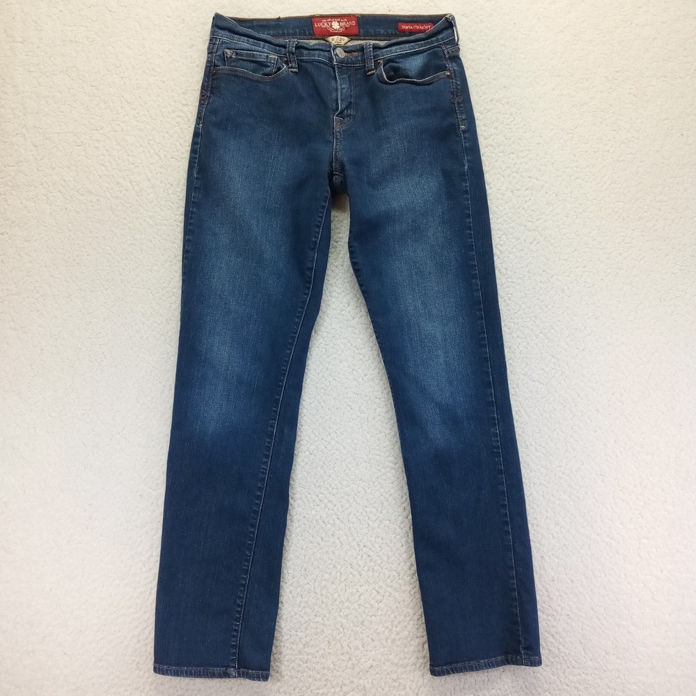 Lucky Brand‎ Sofia Straight Leg Jeans Dark Wash Blue Denim Size 8/29 Regular
